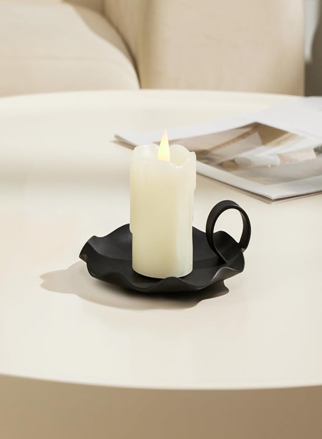 REMASS Candle Holders for Pillar Candles - 5.5 Inch Black Metal Candle Holder Decor with Candle Plate, Holds Both Pillar & Tea Light Candles, Modern Minimalist Candle Holder (Candles Not Included) - Image 4
