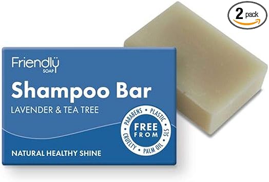 friendly soap 2 x Friendly Soap Natural Shampoo Bar Lavender and Tea Tree 95g - Image 1