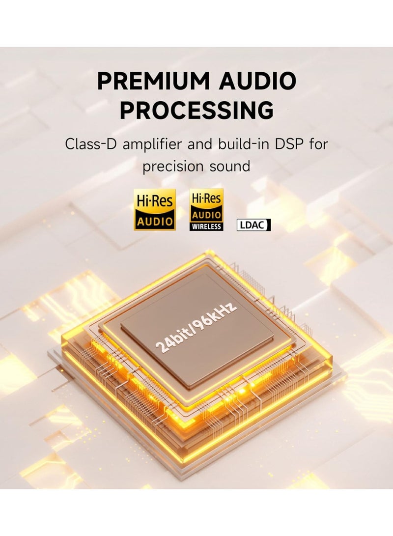 اديفير مكبرات صوت مكتبية صغيرة الحجم من إيديفاير M60، إصدار 2.0، لأجهزة الكمبيوتر الشخصية/المحمولة/الكمبيوتر، بلوتوث الإصدار 5.3، منفذ USB-C ومنفذ AUX مقاس 3.5 ملم، صوت عالي الدقة معتمد لاسلكيًا، 66 واط RMS، للموسيقى والألعاب (أبيض) - Image 4