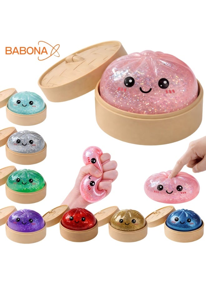 BABONA Glitter Dumpling Squishies Mystery Box Squeeze Toy, Eid al-Adha Squishy Dumpling Fidget Toys for Adults, Stress Relief Sensory Toy(Pink) - Image 1