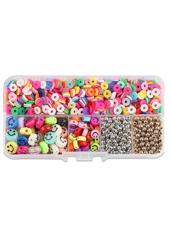 tornado gold 1600 Pieces Soft Pottery Beaded DIY Bracelet Set Necklace Jewelry Accessories Smiley Beads - Image 1