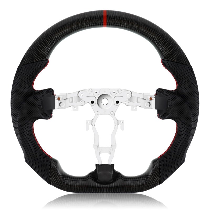 VOONKE Real Carbon Fiber Steering Wheel For Nissan 370z 20082019 Dshaped Nappa Perforated With stitching Leather Flatbottom Steering Wheel
