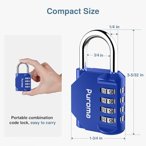 Puroma 1 Pack Combination Lock for Locker 4 Digit Outdoor Waterproof Padlock for School, Gym, Sports, Fence, Toolbox, Gate, Case, Outdoor, Hasp Storage, Cabinets (Blue) - Image 5