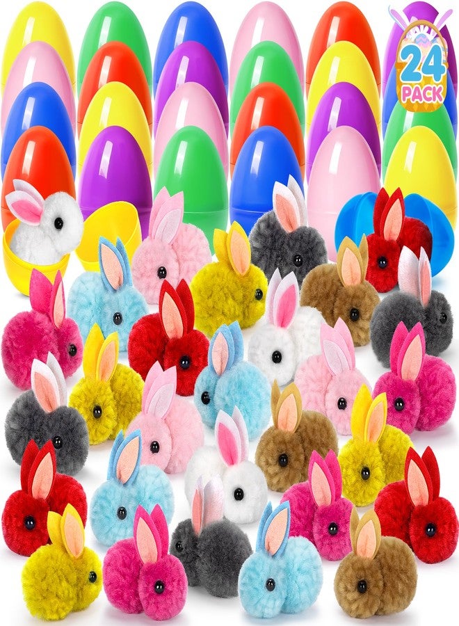 BAYSING 24 Pack PreFilled Easter Egg with Plush Bunny Toys Inside, Bright Colorful Easter Eggs Fillers Plush Toy for Kids, Boys Girls Easter Basket Stuffers Party Favors, Easter Eggs Hunt Games Supplies - Image 1