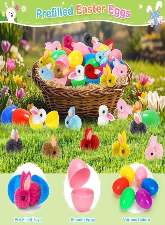 BAYSING 24 Pack PreFilled Easter Egg with Plush Bunny Toys Inside, Bright Colorful Easter Eggs Fillers Plush Toy for Kids, Boys Girls Easter Basket Stuffers Party Favors, Easter Eggs Hunt Games Supplies - Image 2