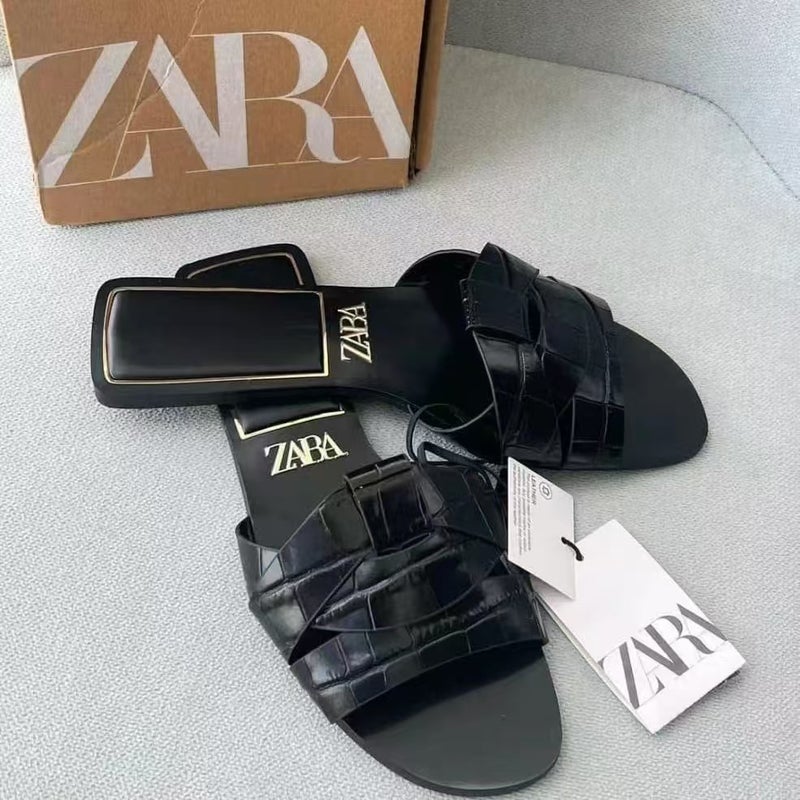 Za New Cross Flat Sandals Simple Versatile Women'S Slippers - Image 3