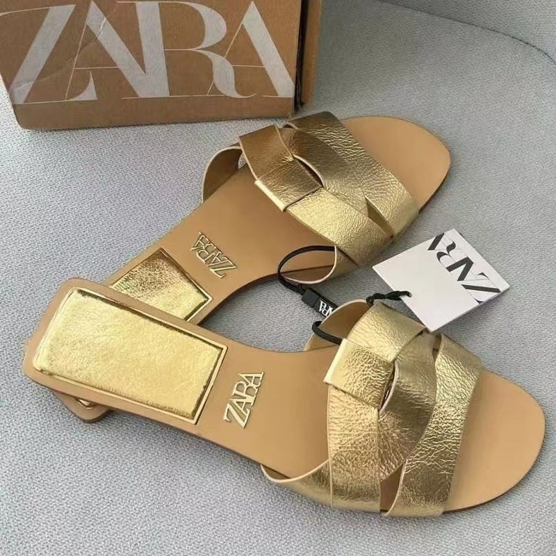 Za New Cross Flat Sandals Simple Versatile Women'S Slippers - Image 4