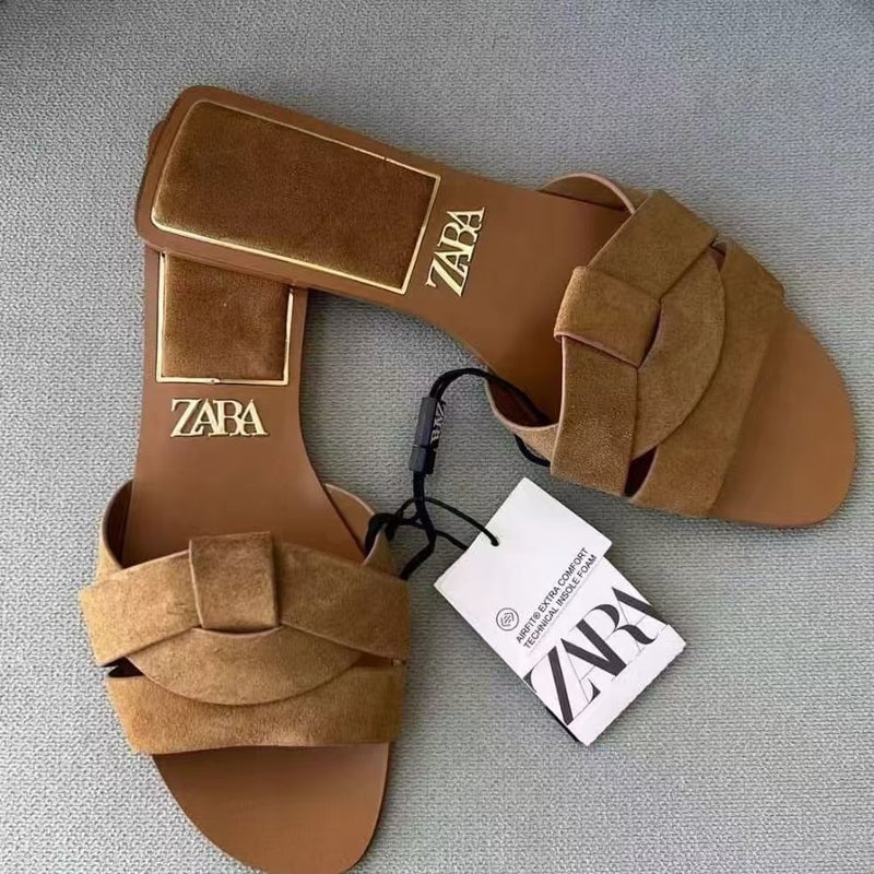Za New Cross Flat Sandals Simple Versatile Women'S Slippers - Image 5