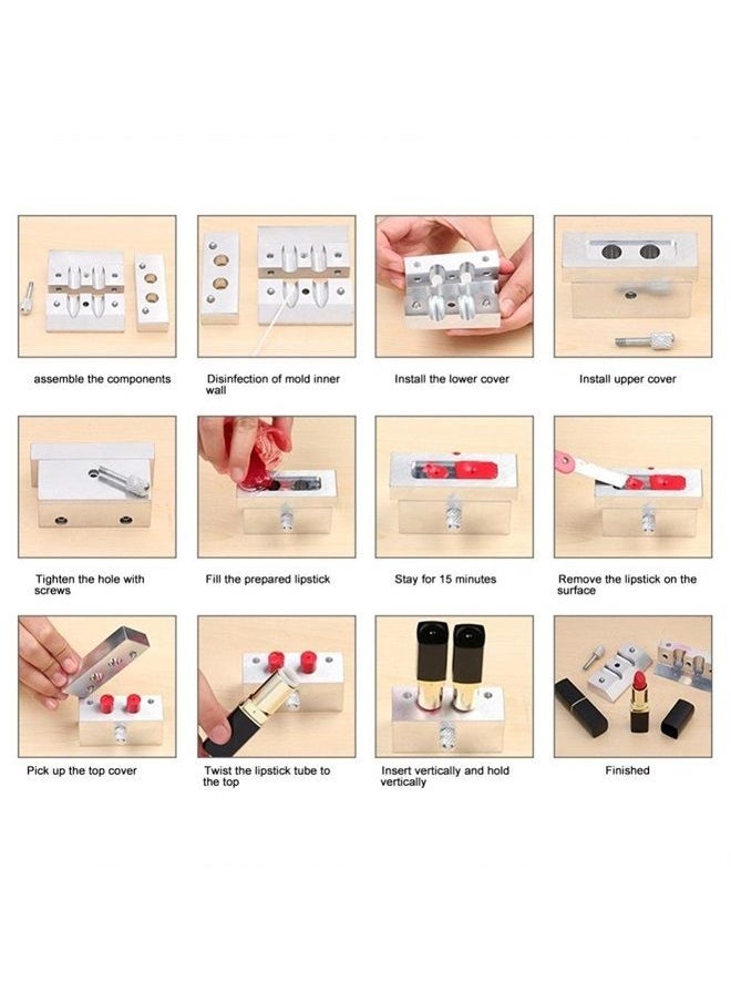 ZJchao - DIY Lipstick Tool, Aluminum Alloy DIY Lipstick Mold Lip Balm Mold Holder Cosmetic Lipstick Making Kits Lip Gloss Balm Fill Maker Molding Tools(#1) - Image 1