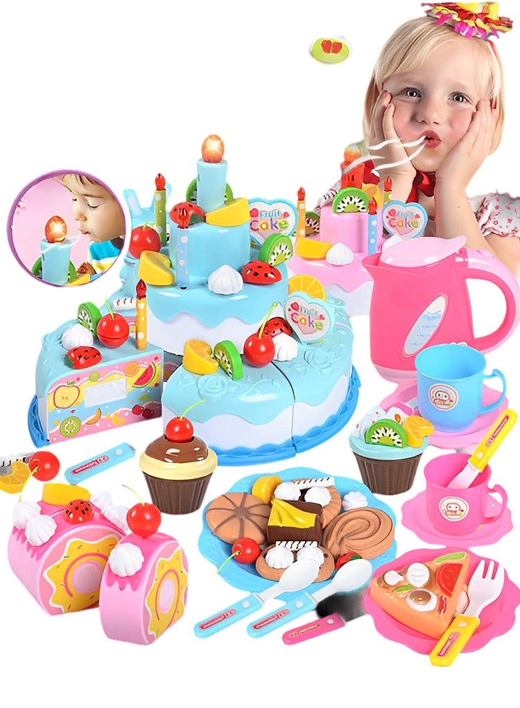 CALL PLAY 87 Pcs Circle- Birthday Cake – Toy Food – Plates & Candles Accessories- Pretend Play- Princess Birthday Party- 3 years + - Image 1