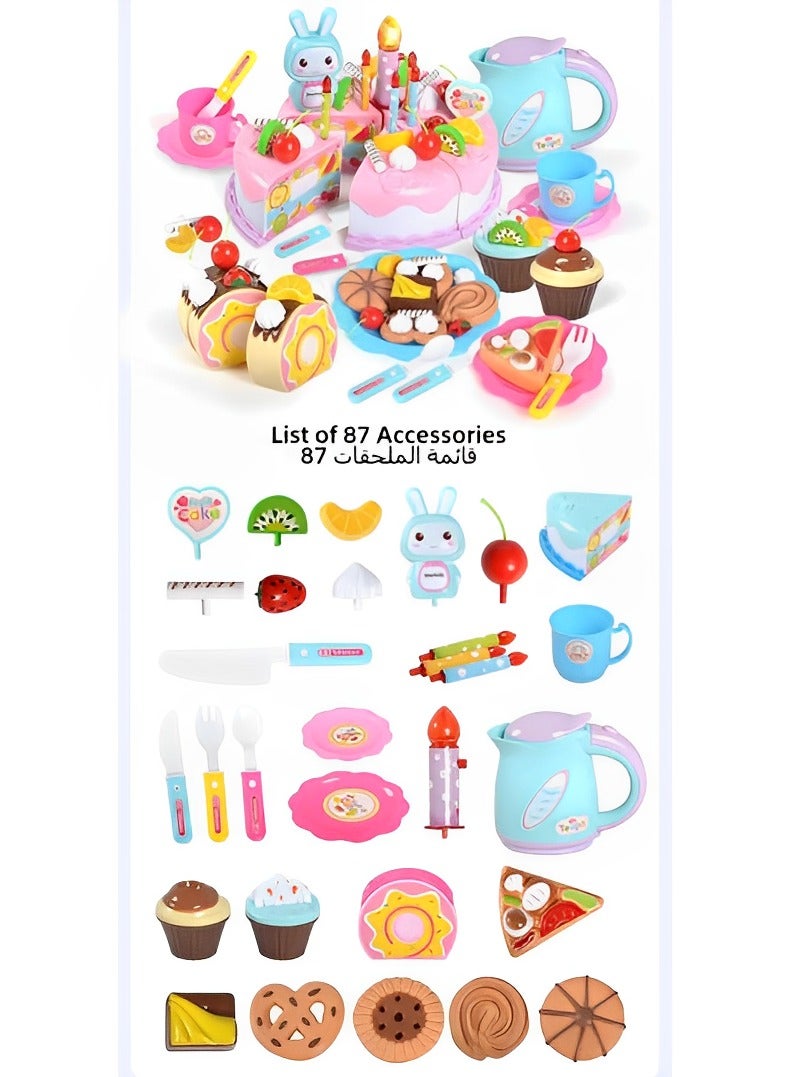 CALL PLAY 87 Pcs Circle- Birthday Cake – Toy Food – Plates & Candles Accessories- Pretend Play- Princess Birthday Party- 3 years + - Image 2