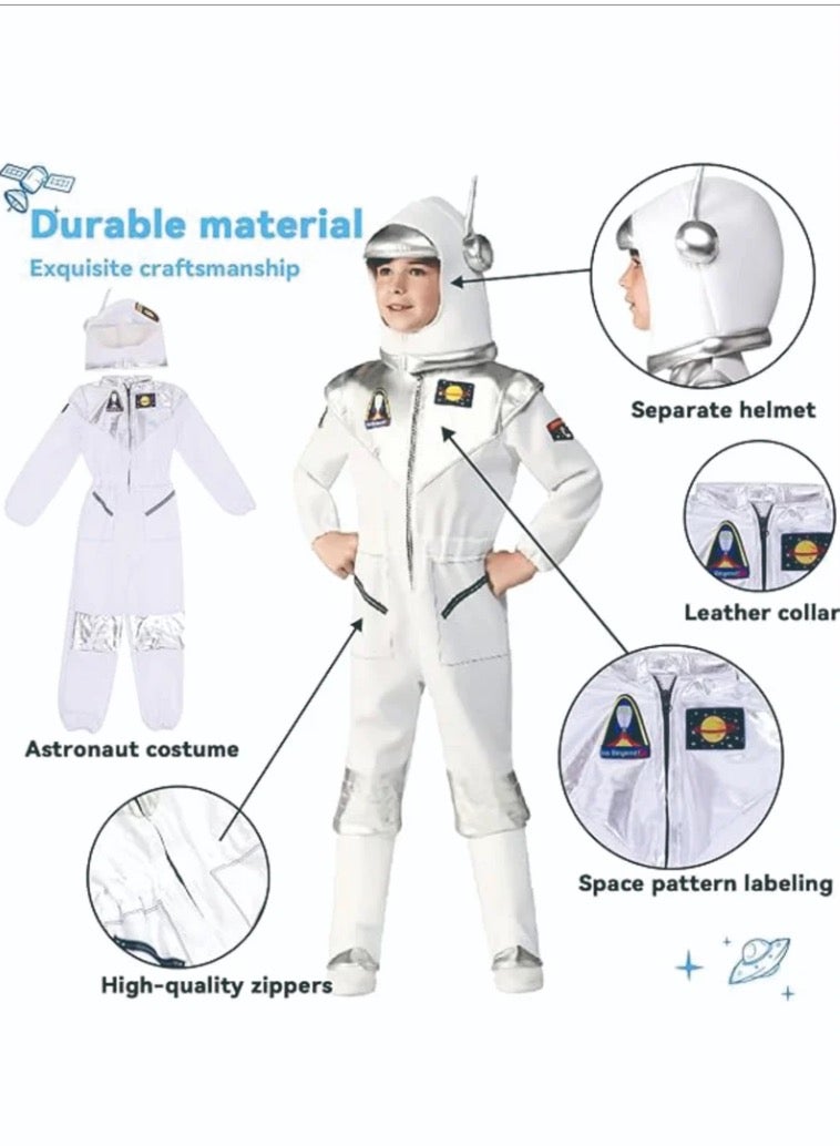 Astronaut Costume for Kids Space Pretend Dress Up Role Play Set for Kids L - Image 3