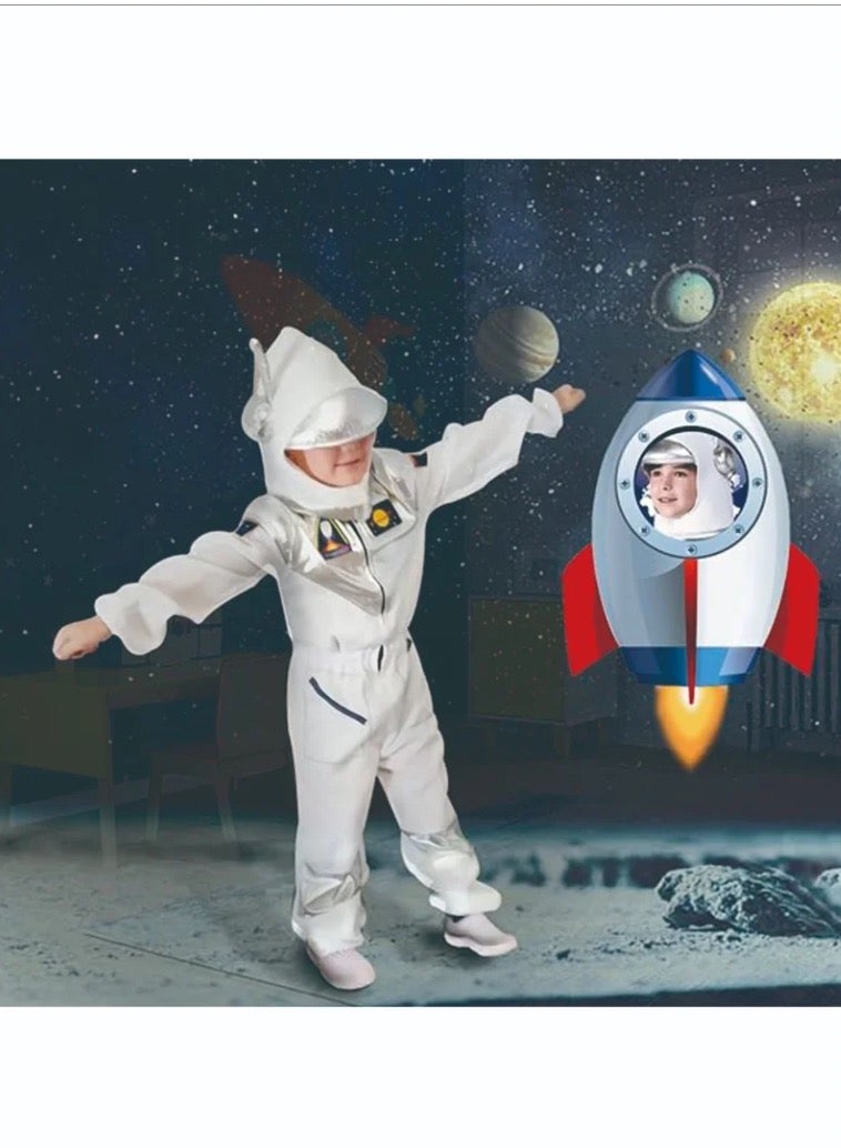 Astronaut Costume for Kids Space Pretend Dress Up Role Play Set for Kids L - Image 5