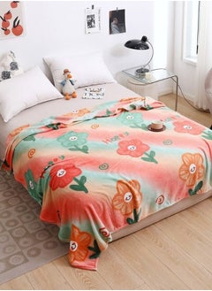 LUNA Home Fleece blanket 200*230cm super soft throw peach floral design.  - Image 1