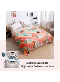 LUNA Home Fleece blanket 200*230cm super soft throw peach floral design.  - Image 3
