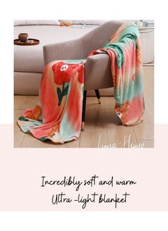 LUNA Home Fleece blanket 200*230cm super soft throw peach floral design.  - Image 4