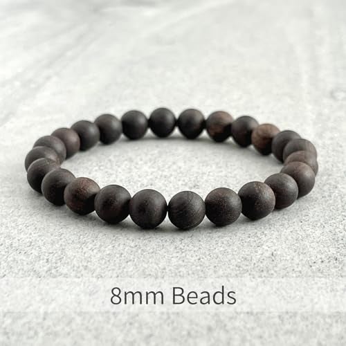 EDMIRIA Ebony Wood Karungali Kattai Round Beads Yoga Meditation Handmade Elastic Stretchable Bracelet for Men and Women (8mm - Matte) - Image 4