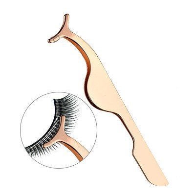 EIAKE False Eyelashes Applicator Tool Eyelash Extension Tweezers Remover Clip Tweezers Nipper (Golden) - Image 5