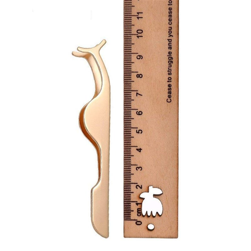 EIAKE False Eyelashes Applicator Tool Eyelash Extension Tweezers Remover Clip Tweezers Nipper (Golden) - Image 4