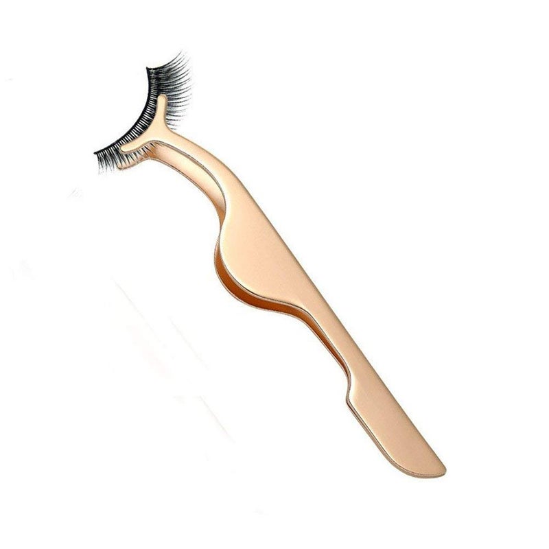 EIAKE False Eyelashes Applicator Tool Eyelash Extension Tweezers Remover Clip Tweezers Nipper (Golden) - Image 1