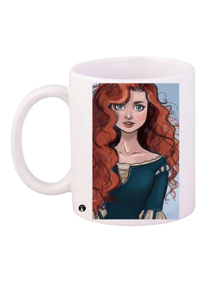 RYN Brave Printed Coffee Mug White/Brown/Blue 11ounce