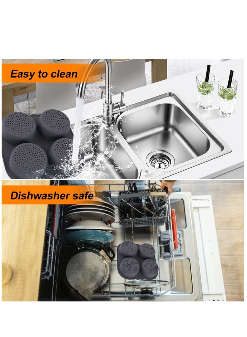 NIBEMINENT Silicone Hamburger Bun Mold with 4 Cavities, Mesh Baking Pan Non-Stick Loaf Tool for Making Buns Home - Image 5