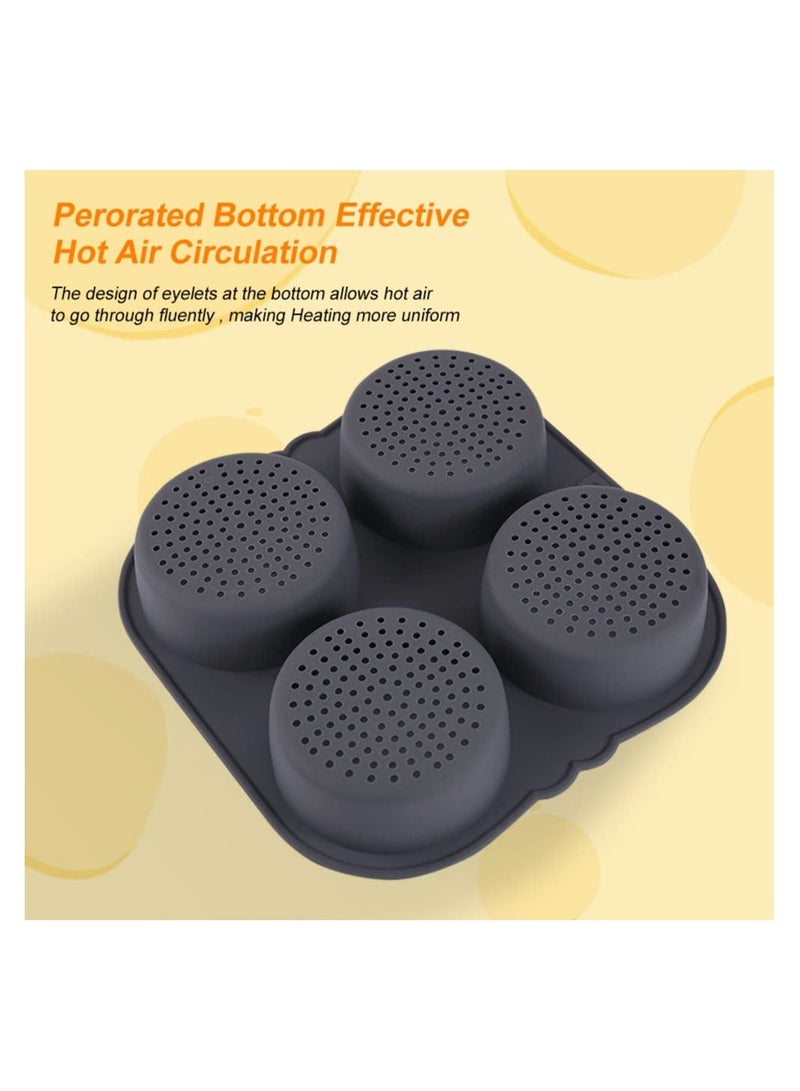 NIBEMINENT Silicone Hamburger Bun Mold with 4 Cavities, Mesh Baking Pan Non-Stick Loaf Tool for Making Buns Home - Image 3