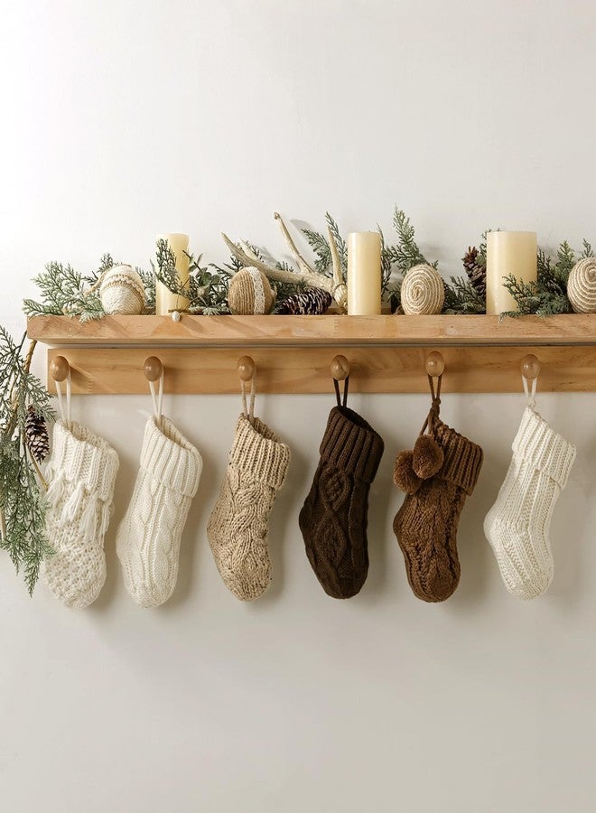 Pawliss Farmhouse Knitted Mini Christmas Stockings: 12 Pack 7 Inch Earth Tones Neutral Cable Knit Fireplace Stockings, Rustic Cozy Hanging Xmas Stocking Decorations for Family Holiday Décor, White Beige Brown - Image 5