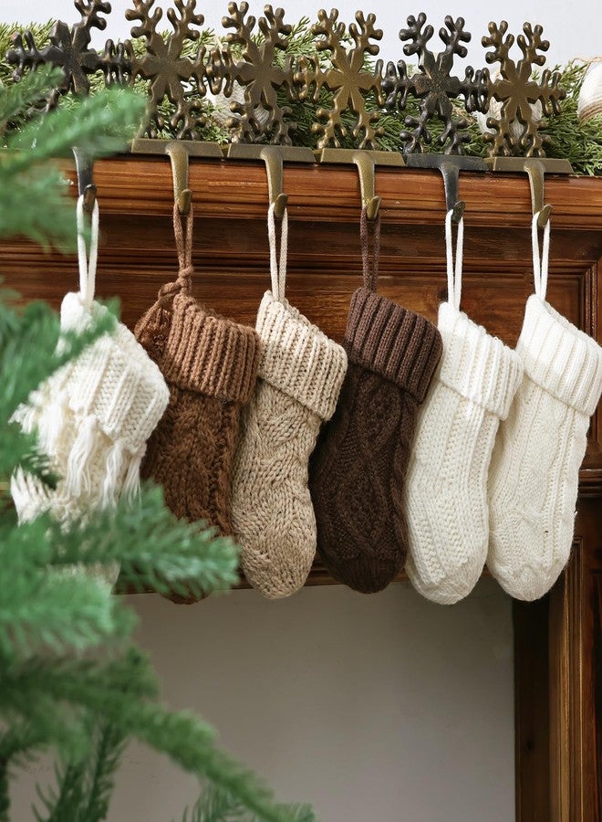 Pawliss Farmhouse Knitted Mini Christmas Stockings: 12 Pack 7 Inch Earth Tones Neutral Cable Knit Fireplace Stockings, Rustic Cozy Hanging Xmas Stocking Decorations for Family Holiday Décor, White Beige Brown - Image 4