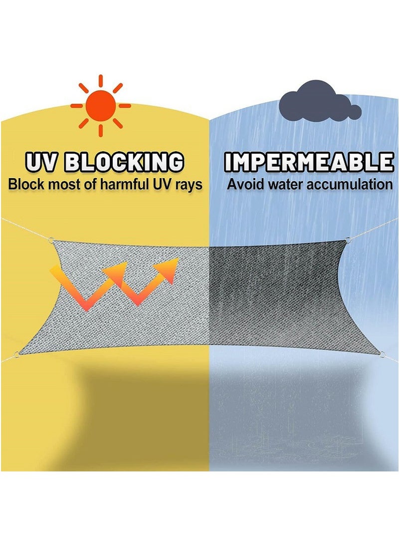 TAPIT 3mx4m Waterproof Sun Shade Sail, Rectangle Canopy, UV Block Sunshade with Rope for Swimming Pool Patio Backyard Lawn Garden Outdoor Activities (Beige) - Image 3