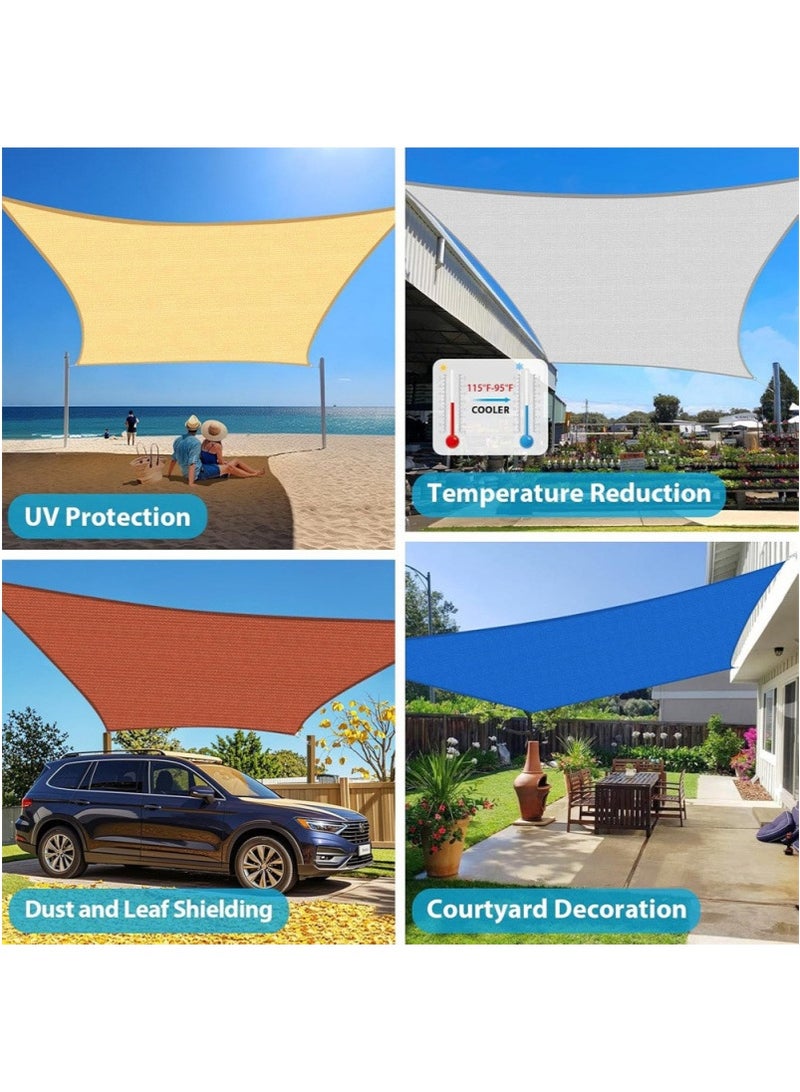 TAPIT 3mx4m Waterproof Sun Shade Sail, Rectangle Canopy, UV Block Sunshade with Rope for Swimming Pool Patio Backyard Lawn Garden Outdoor Activities (Beige) - Image 4