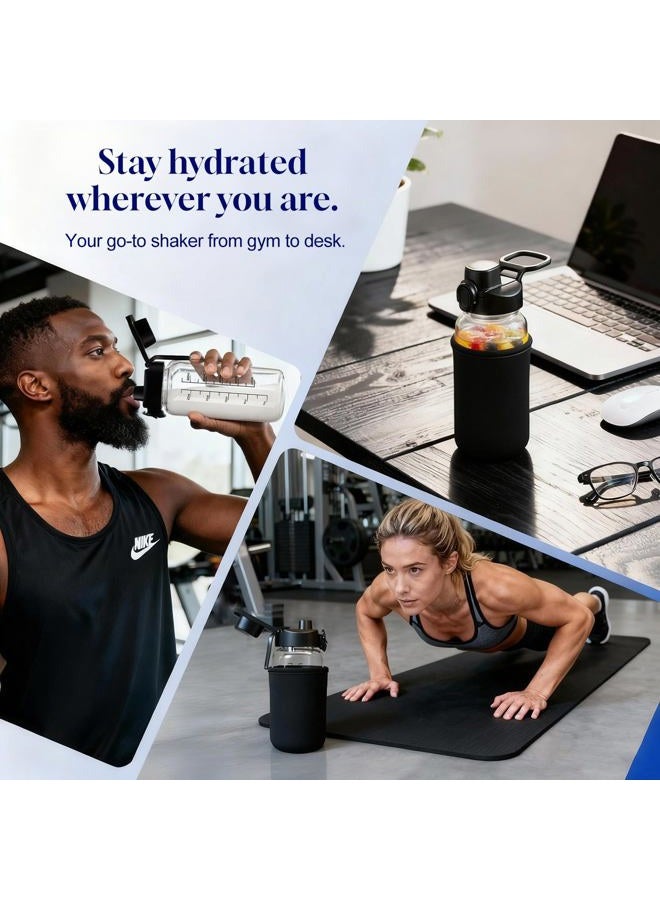 Neodaco Glass Protein Shaker Bottle, 20 oz BPA-Free Odorless Shaker Bottle with 304 Stainless Steel Ball and Removable Cleaning Brush - Image 5