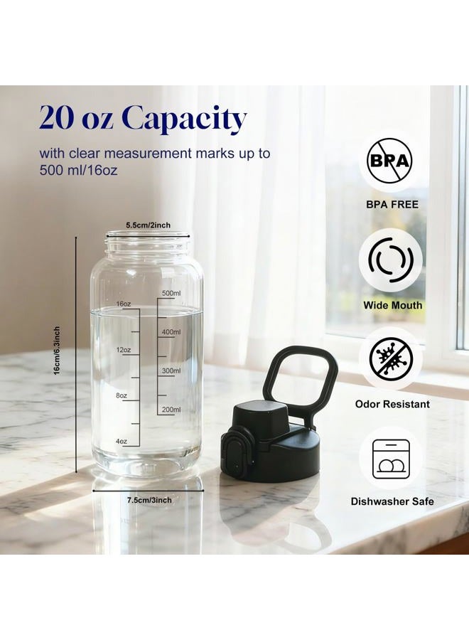 Neodaco Glass Protein Shaker Bottle, 20 oz BPA-Free Odorless Shaker Bottle with 304 Stainless Steel Ball and Removable Cleaning Brush - Image 4