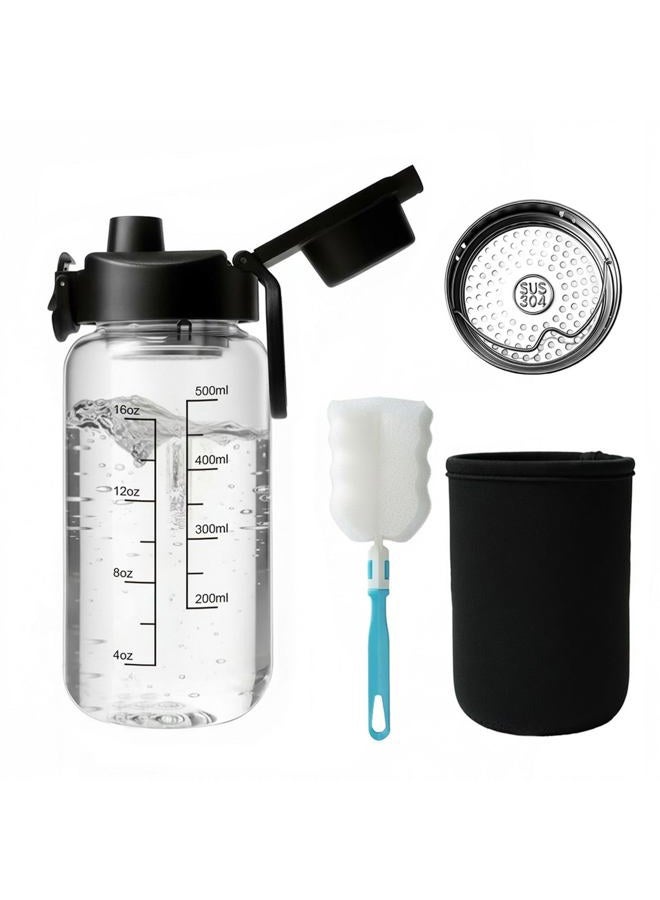 Neodaco Glass Protein Shaker Bottle, 20 oz BPA-Free Odorless Shaker Bottle with 304 Stainless Steel Ball and Removable Cleaning Brush - Image 1