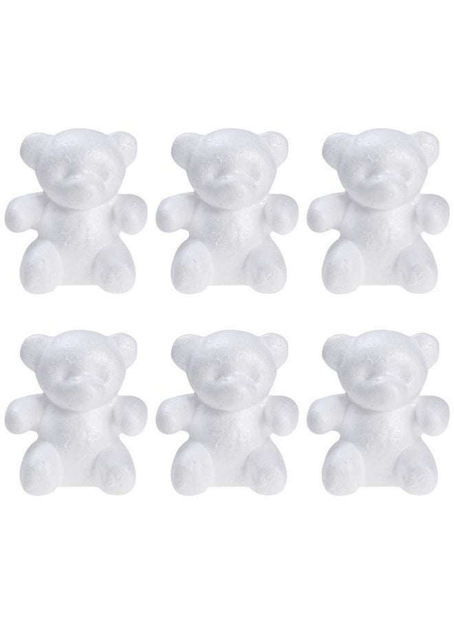 Vaguelly - 6Pcs Craft Foam Bear 15Cm White Polystyrene Bear Modeling Diy Rose Bear For Christmas Ornaments Arts And Craftsvalentines Day Gifts Floral Arrangement - Image 1
