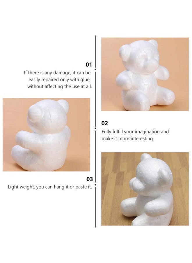 Vaguelly - 6Pcs Craft Foam Bear 15Cm White Polystyrene Bear Modeling Diy Rose Bear For Christmas Ornaments Arts And Craftsvalentines Day Gifts Floral Arrangement - Image 1