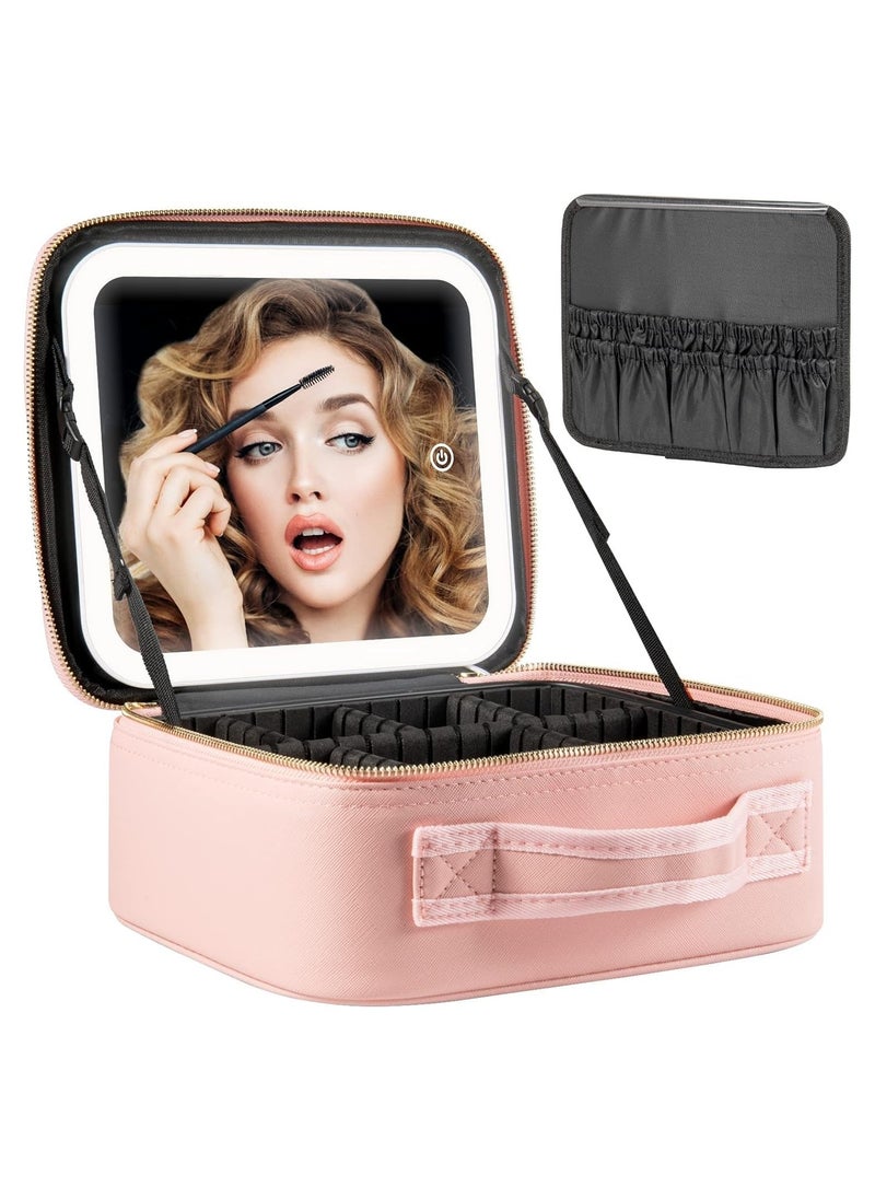 Cosmetic Organizer Bag with Rechargeable LED Mirror with 3 LED Brightness Modes and Makeup Sponge (Multicolour)  - Image 4