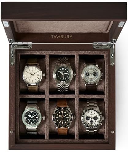 TAWBURY Wooden Watch Box for Men 6 Watch Box Wood Wooden Mens Watch Box Rustic 6 Watch Case for Women Men Watch Collection Box for Men Wrist Watch Storage Case for Men Wood - Image 1