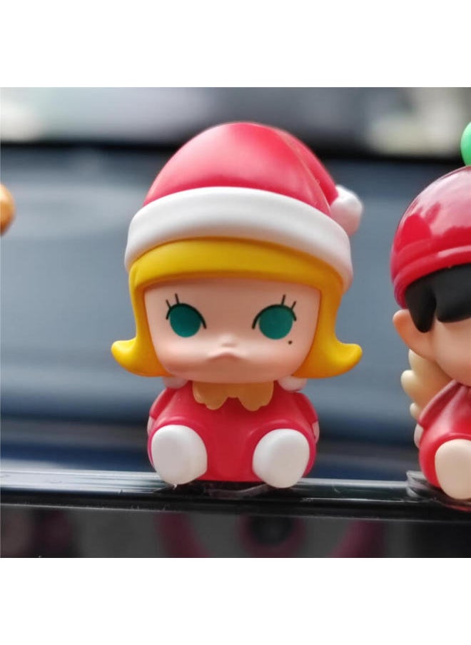 Bubble Mart POP BEAN Bubble Mart Party Series Cute Grain Tide Play Doll Mini Car Ornaments-Specifications:Molly Night Red  - Image 1