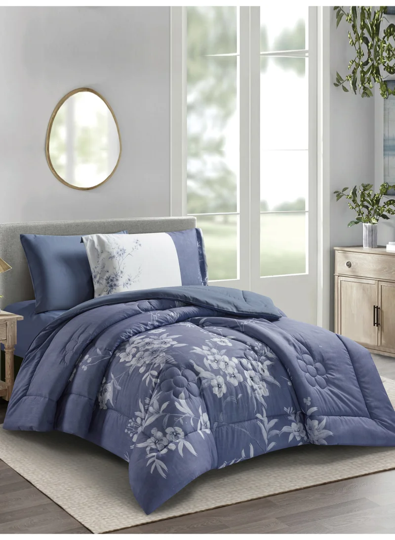 Donetella Bedding Comforter Set, twin Size Fits 120x200 cm - 4-Pcs Digital Print Quilted Bed Set, Microfiber Fabric - 1 Comforter, 1 Fitted Sheet, 1 Pillow Shams, 1 Pillowcases.