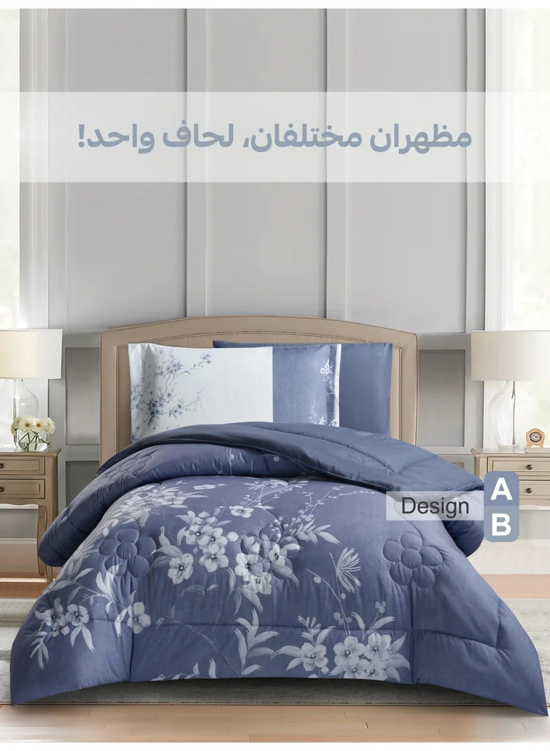 Donetella Bedding Comforter Set, twin Size Fits 120x200 cm - 4-Pcs Digital Print Quilted Bed Set, Microfiber Fabric - 1 Comforter, 1 Fitted Sheet, 1 Pillow Shams, 1 Pillowcases.