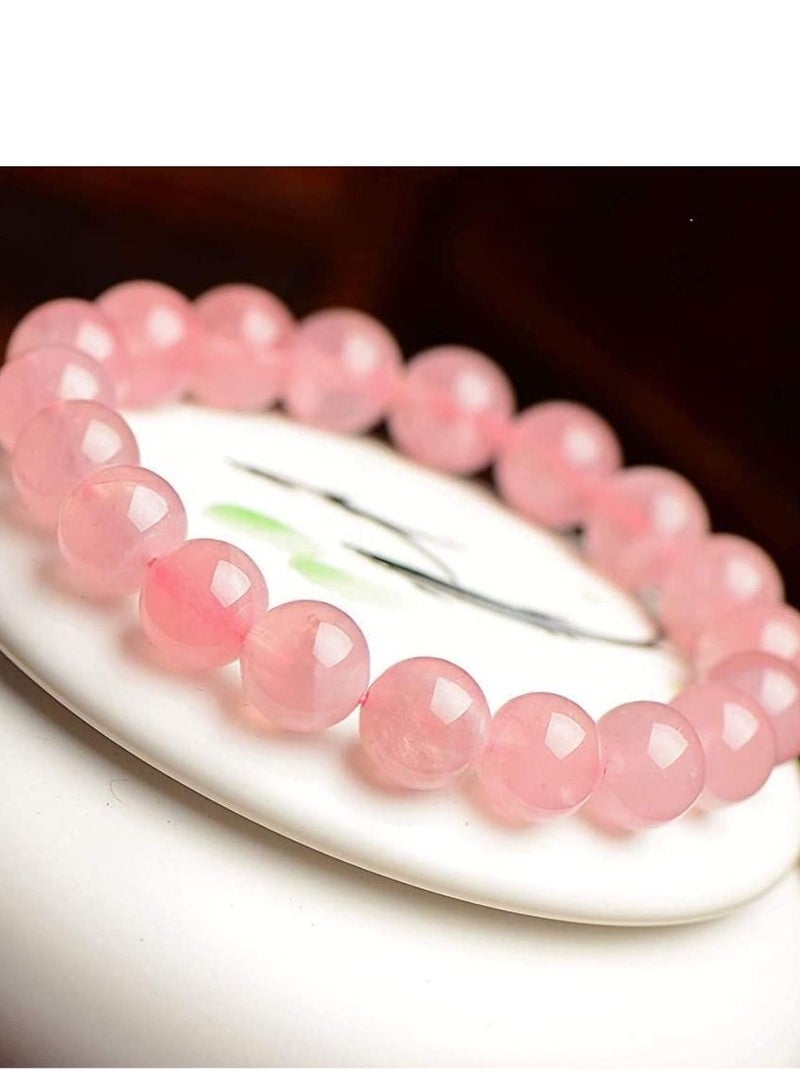 Rose Quartz Bracelet Healing Crystal Bracelet Semi Precious Stone Bracelet Jewelry for Women & Girls - Image 1