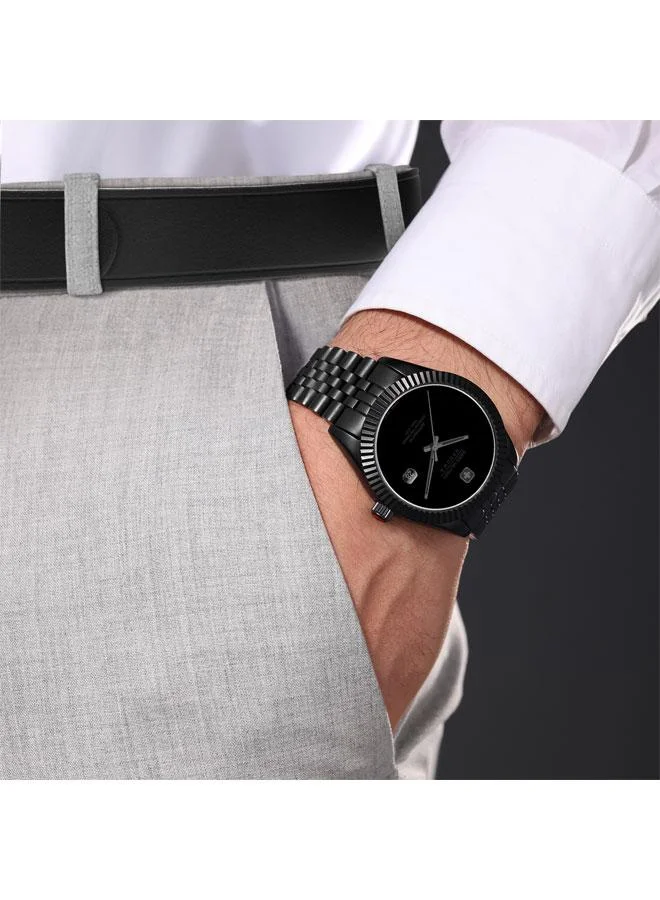 SWISS MILITARY HANOWA Dark Night 41mm Men's Automatic Watch with Black Dial & Stainless Steel Bracelet