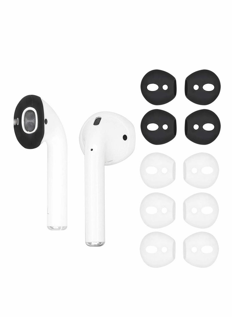 سيوسي وسادات أذن من السيليكون لأجهزة AirPods 2 ، وغطاء أذن مطاطي رفيع ومضاد للانزلاق ، متوافق مع سماعات Apple AirPods 2 (زوجان أسود ، 3 أزواج بيضاء ، مناسب في علبة الشحن) - Image 1