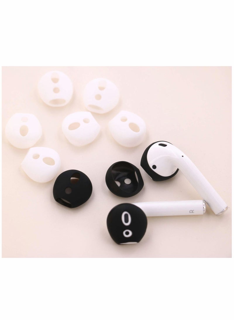 سيوسي وسادات أذن من السيليكون لأجهزة AirPods 2 ، وغطاء أذن مطاطي رفيع ومضاد للانزلاق ، متوافق مع سماعات Apple AirPods 2 (زوجان أسود ، 3 أزواج بيضاء ، مناسب في علبة الشحن) - Image 4