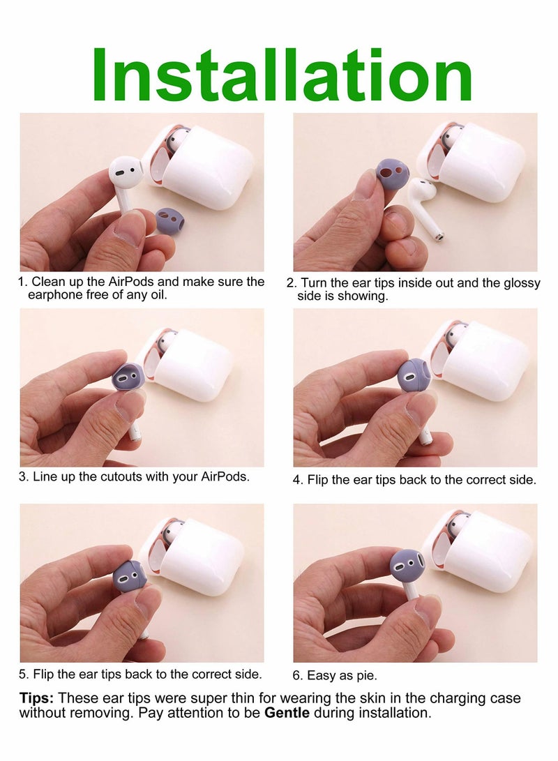 سيوسي وسادات أذن من السيليكون لأجهزة AirPods 2 ، وغطاء أذن مطاطي رفيع ومضاد للانزلاق ، متوافق مع سماعات Apple AirPods 2 (زوجان أسود ، 3 أزواج بيضاء ، مناسب في علبة الشحن) - Image 3