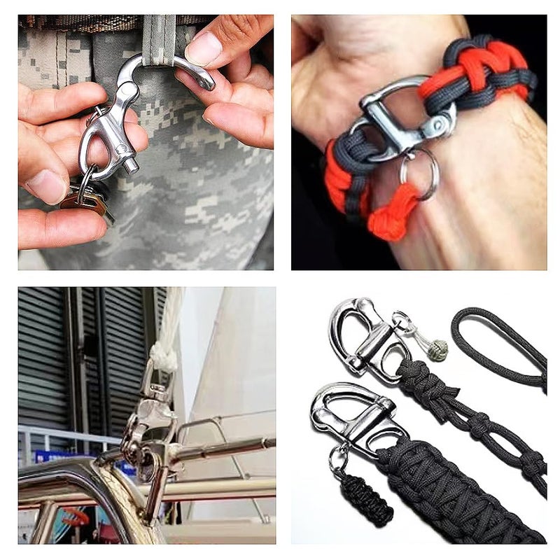 Generic Atskonnen Snap Shackle Boat Quick Release Clip Stainless Steel 316 Snap Shackle 2PCS Mini Carabiner-69mm  - Image 2