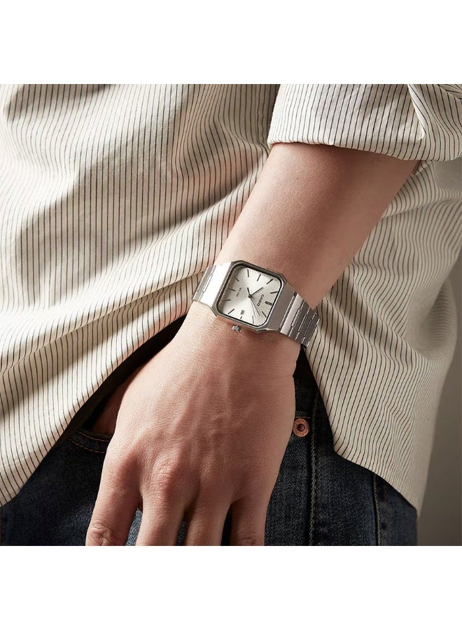 CASIO Analog Men's Watch MTP-B185D-7A, 40 mm White Dial, Silver Stainless Steel Case & Bracelet, 50m WR - Image 3