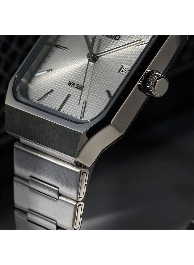 CASIO Analog Men's Watch MTP-B185D-7A, 40 mm White Dial, Silver Stainless Steel Case & Bracelet, 50m WR - Image 5