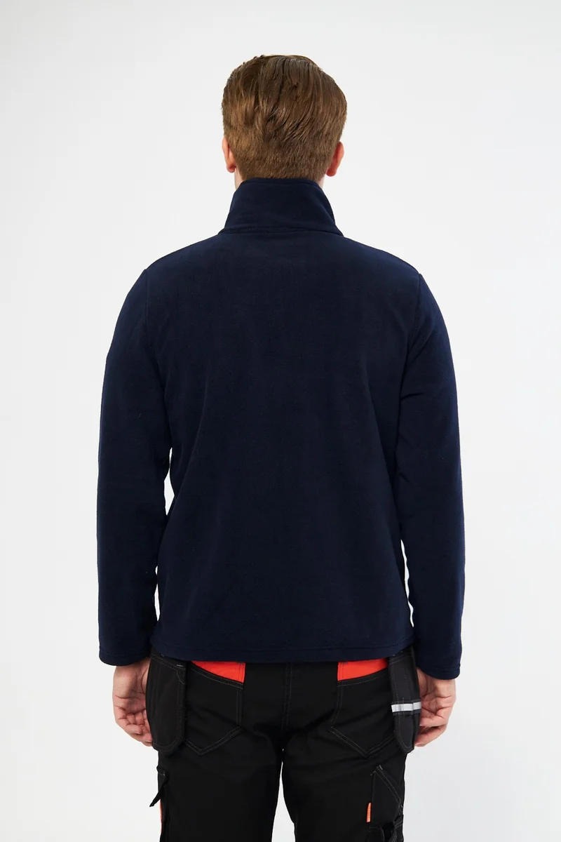 Mervem Navy Blue Full Zipper 3 Pocket Fleece